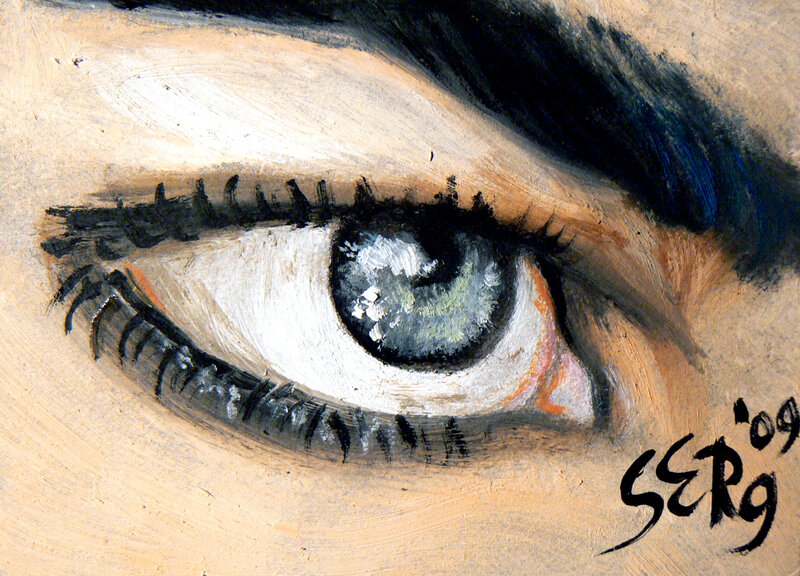 Close-up of a Human Eye — Brown, Dramatic, Painting