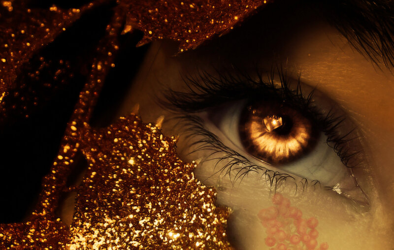Close-up of a Human Eye — Gold, Dramatic