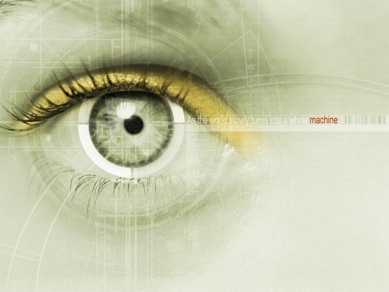Close-up of a Human Eye — Green, Dystopian, Digital Art