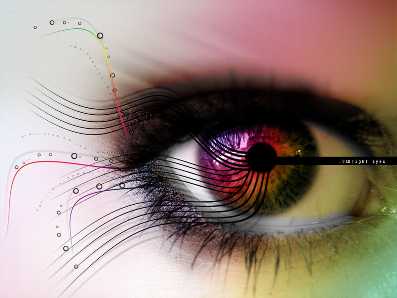 Close-up of a Human Eye — Purple, Dramatic, Digital Art, Eyelashes, Colorful Iris
