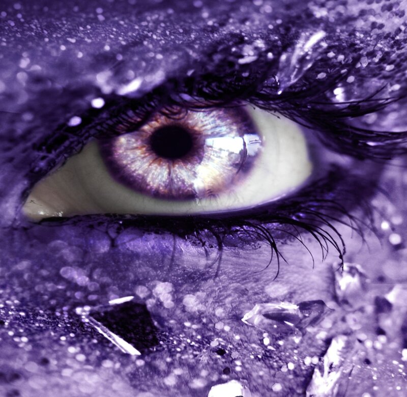 Close-up of a Human Eye — Purple, Dramatic, Photograph