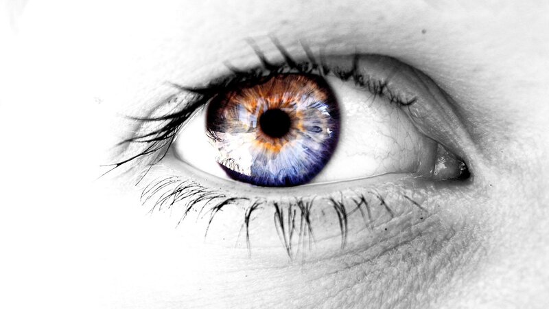 Close-up of a Human Eye — White, Dramatic, Photograph
