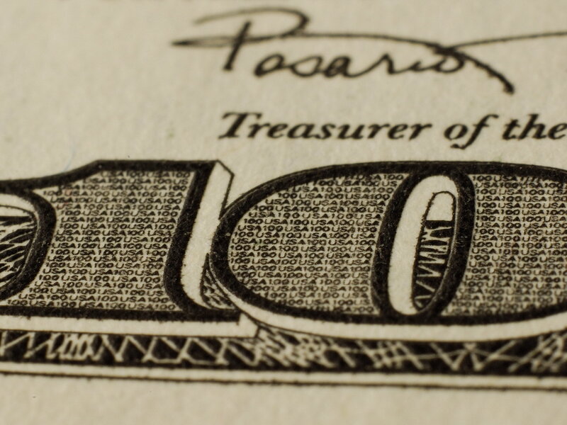 Close-up of a hundred-dollar bill