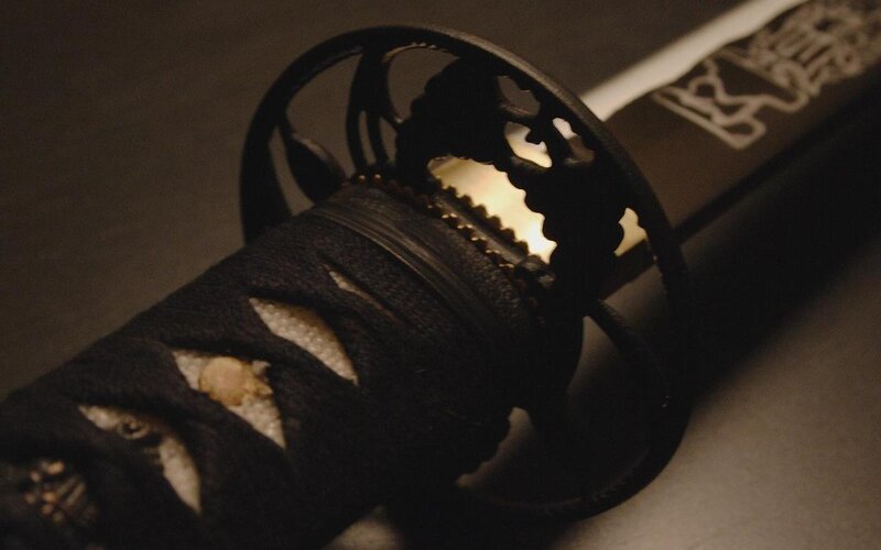 Close-up of a Japanese sword