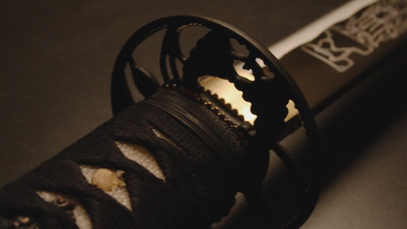 close-up of a katana sword