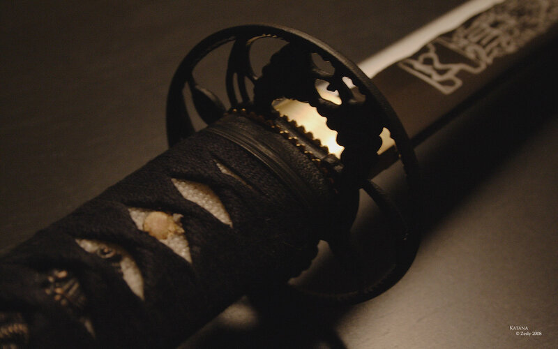 Close-up of a katana sword