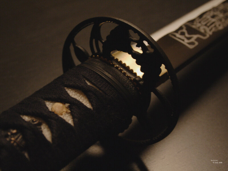 Close-up of a katana sword