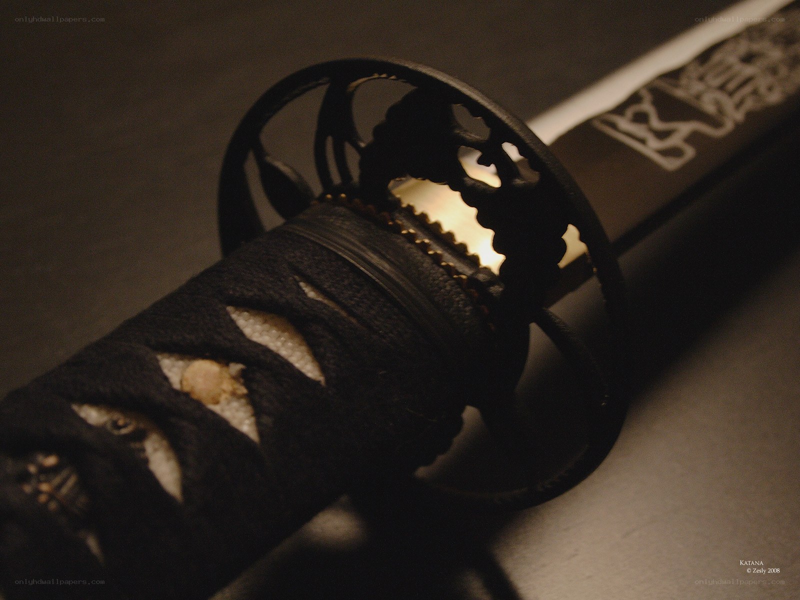 Close-up of a katana sword