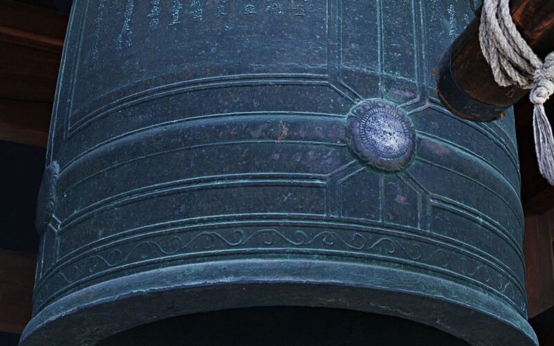 close-up of a large bronze bell