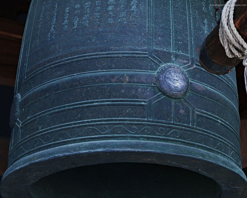 close-up of a large bronze bell