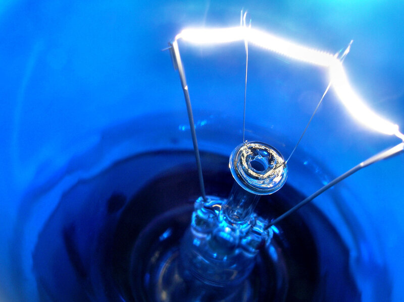 close-up of a light bulb filament