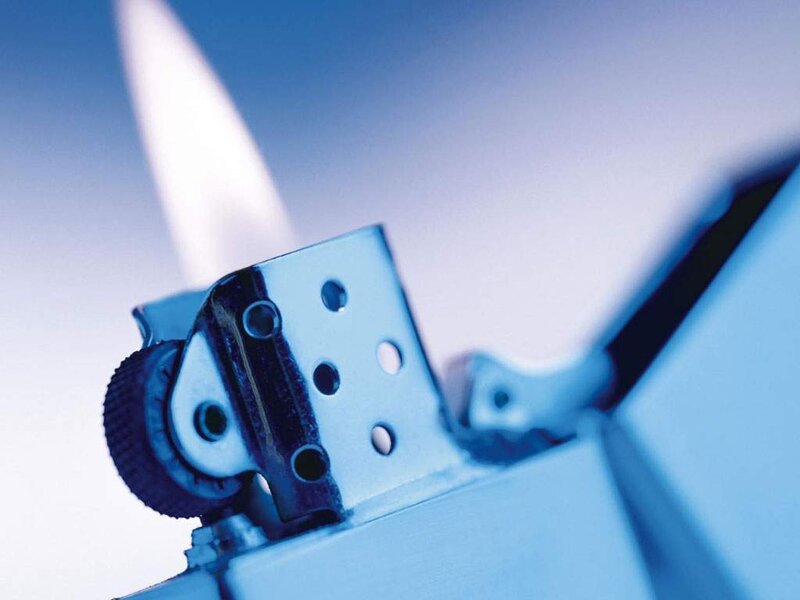 close-up of a lit lighter