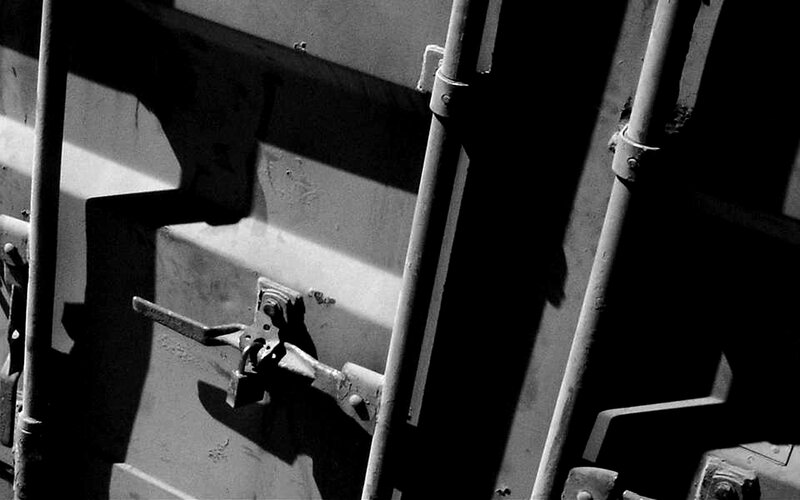 close-up of a locked container door