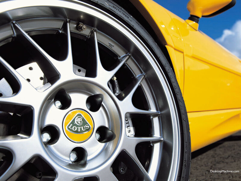 Close-up of a Lotus car wheel