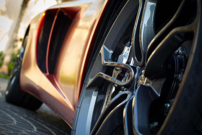Close-up of a luxury car wheel