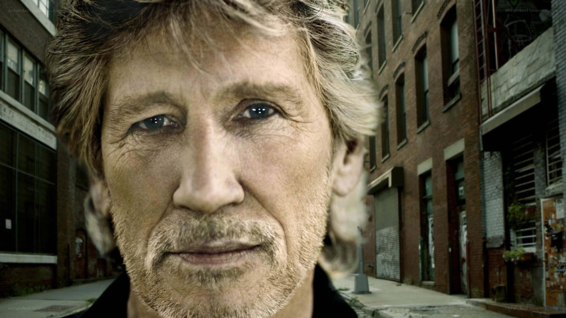 close-up of a man in an alley