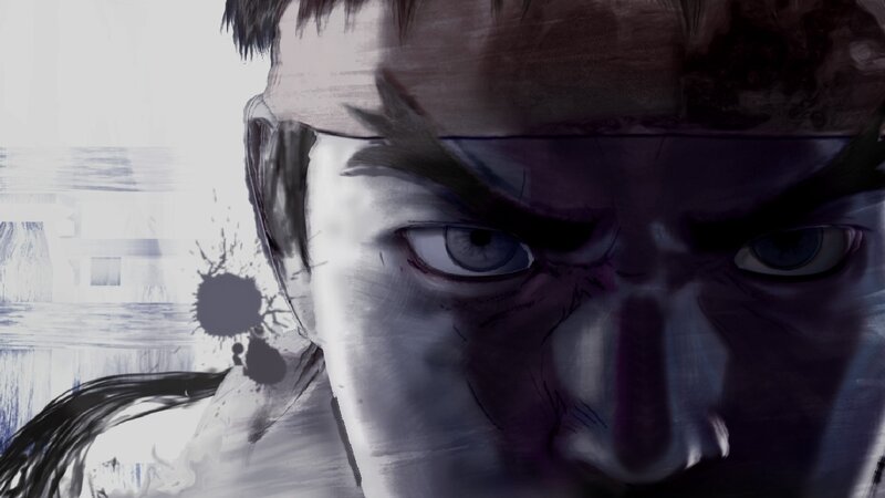 Close-up of a Man's Face — Gray, Intense