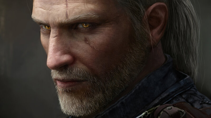 Close-up of a Man's Face — Gray, Serious, 3d Render