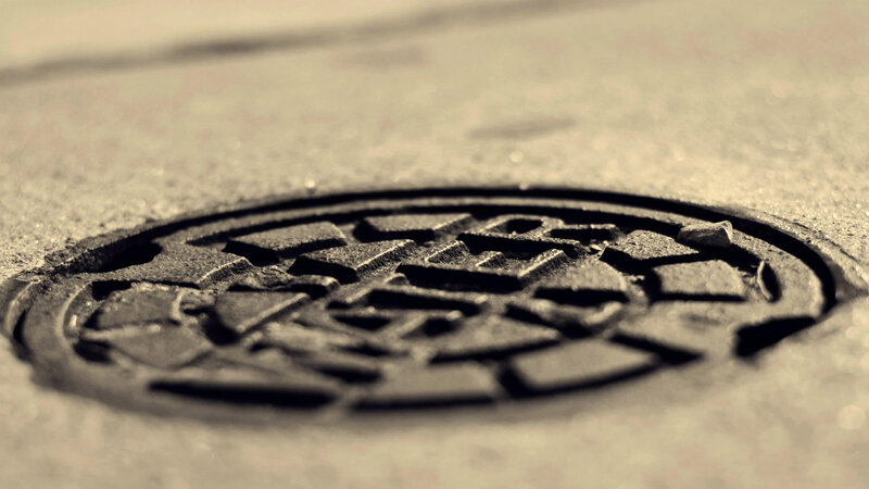 close-up of a manhole cover