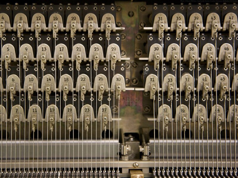 Close-up of a mechanical computer