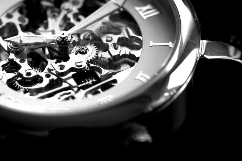 Close-up of a mechanical watch
