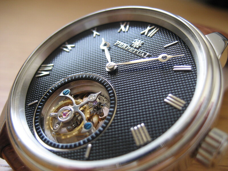 close-up of a mechanical watch