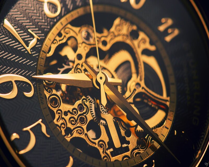 close-up of a mechanical watch