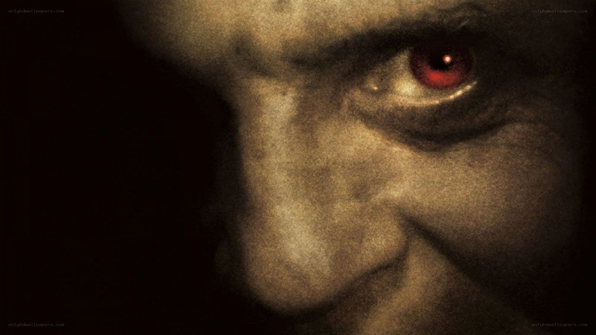 close-up of a menacing face