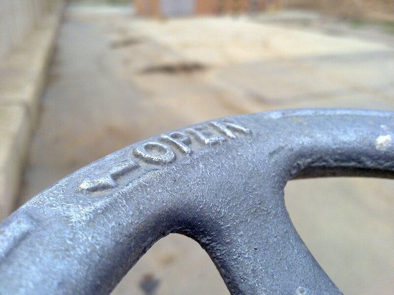 close-up of a metal valve handle