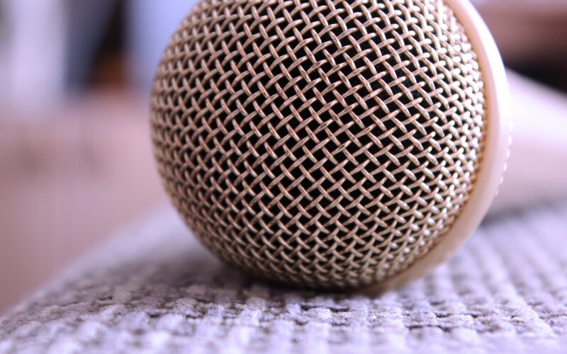 close-up of a microphone grille