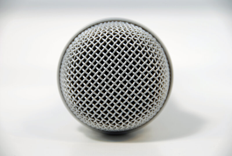 close-up of a microphone grille
