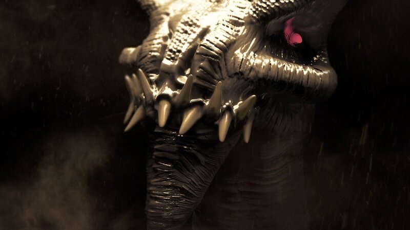 close-up of a monster's head