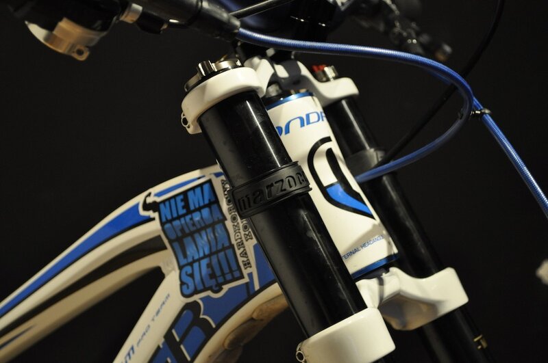 Close-up of a mountain bike fork