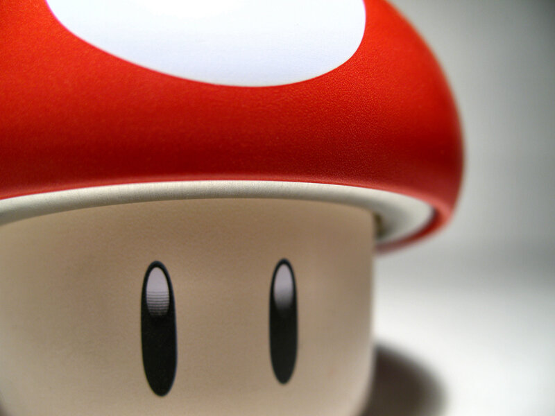 Close-up of a mushroom character