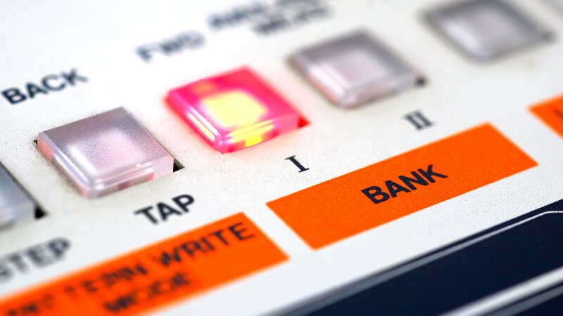 close-up of a music synthesizer