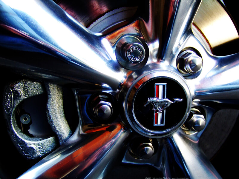 Close-up of a Mustang wheel