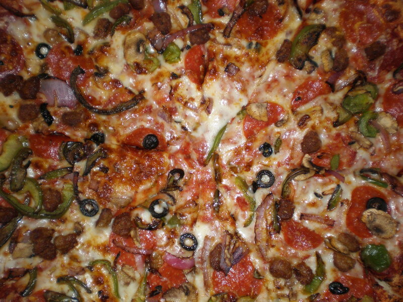close-up of a pepperoni pizza