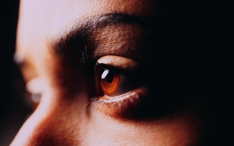 Close-up of a Person's Eye — Brown, Dramatic