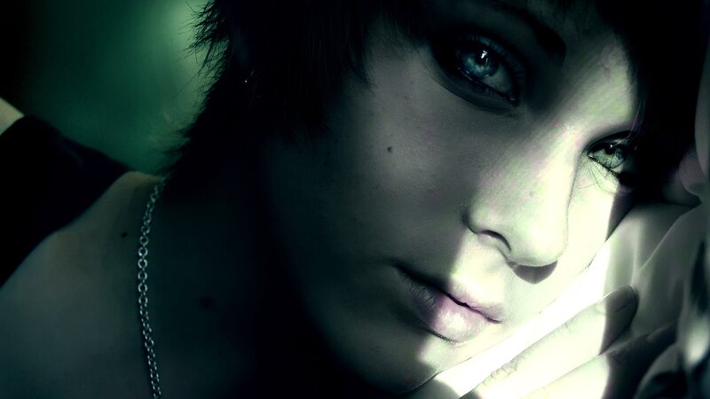 close-up of a person's face