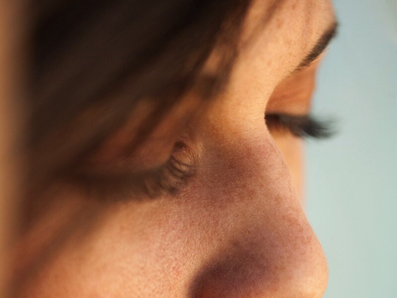 close-up of a person's face