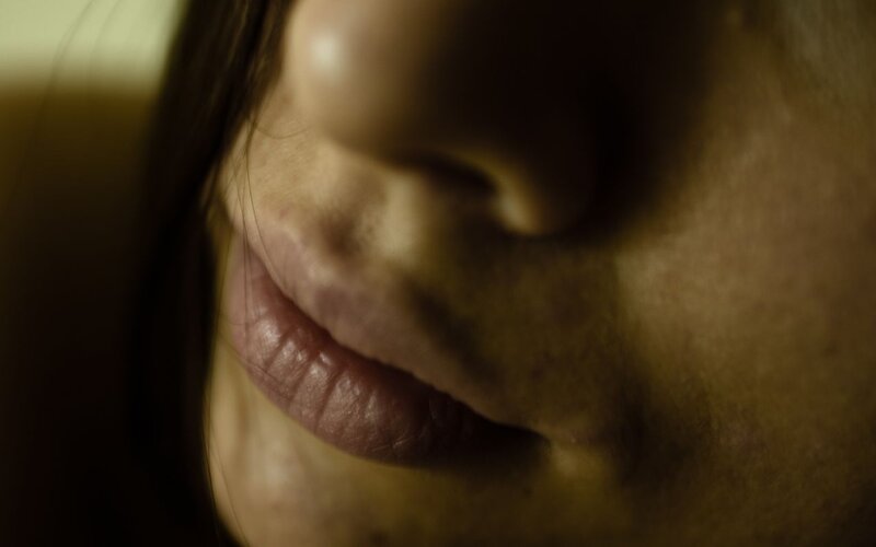 close-up of a person's face