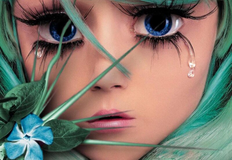 Close-up of a Person's Face — Green, Dramatic