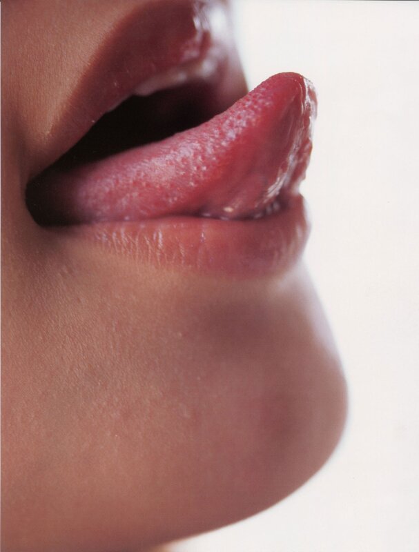 Close-up of a Person's Mouth — Pink, Neutral, Photograph, Tongue, White