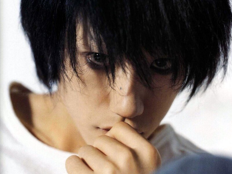 close-up of a person with dark hair