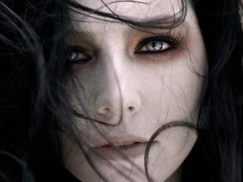 close-up of a person with dramatic makeup