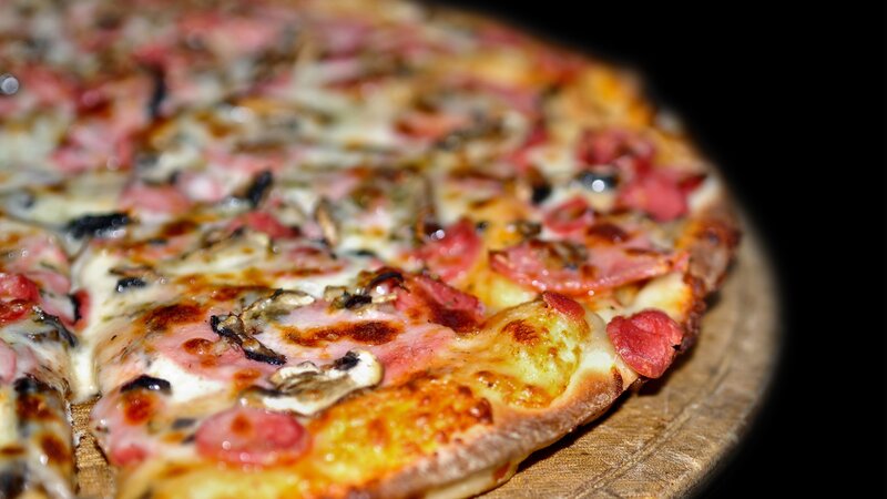 close-up of a pizza