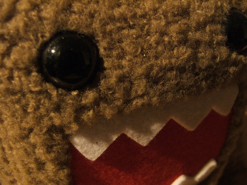 close-up of a plush toy face