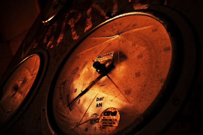 Close-up of a pressure gauge