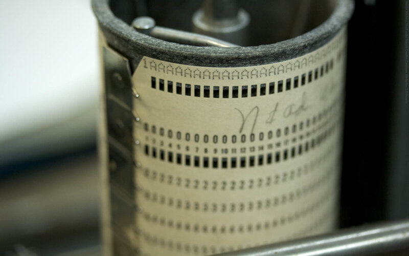Close-up of a punch card