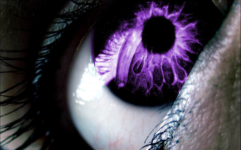 close-up of a purple eye